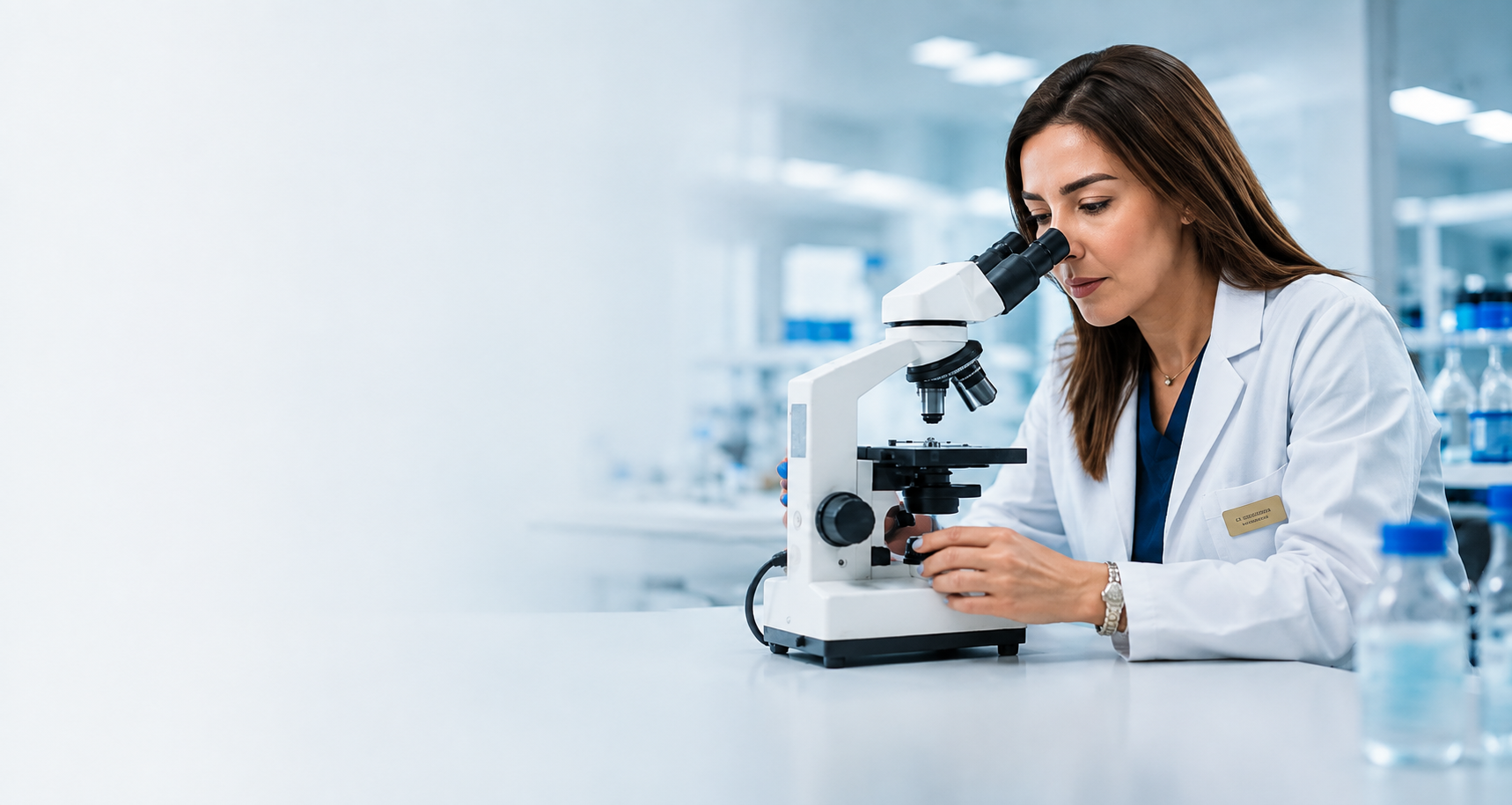 Biologiste au microscope — Laboratoire Al Massira